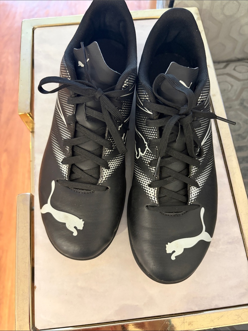 Puma Men’s Black Athletic Soccer Cleats with White Logo